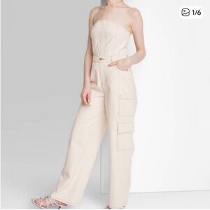 Wild Fable Cream Strapless Jumpsuit